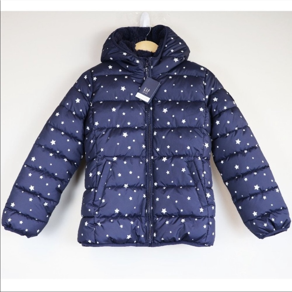 NEW Gap Kids Star Sherpa Hood Puffer Jacket XXL